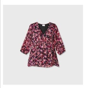 Floral print 3/4 sleeve chiffon blouse
